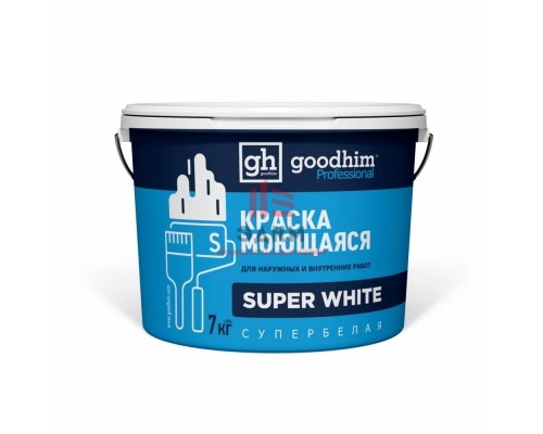 Краска акриловая моющаяся супербелая GOODHIM S База А (7 кг)