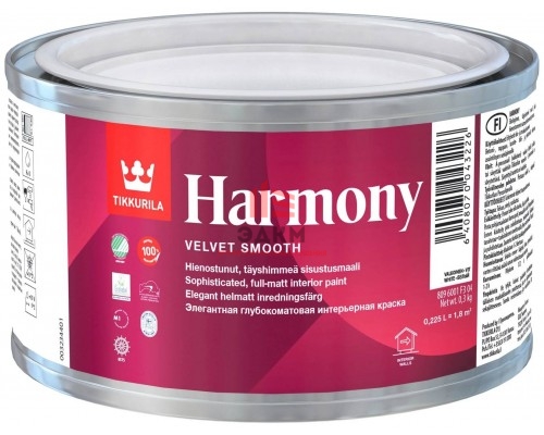 Tikkurila Harmony / Тиккурила Гармония глубокоматовая краска для стен и потолков 0,225 л