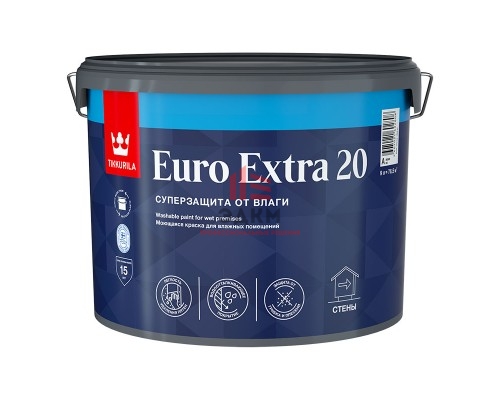 Tikkurila Euro Extra 20 / Тиккурила Евро Экстра 20 полуматовая краска для влажных помещений 9 л