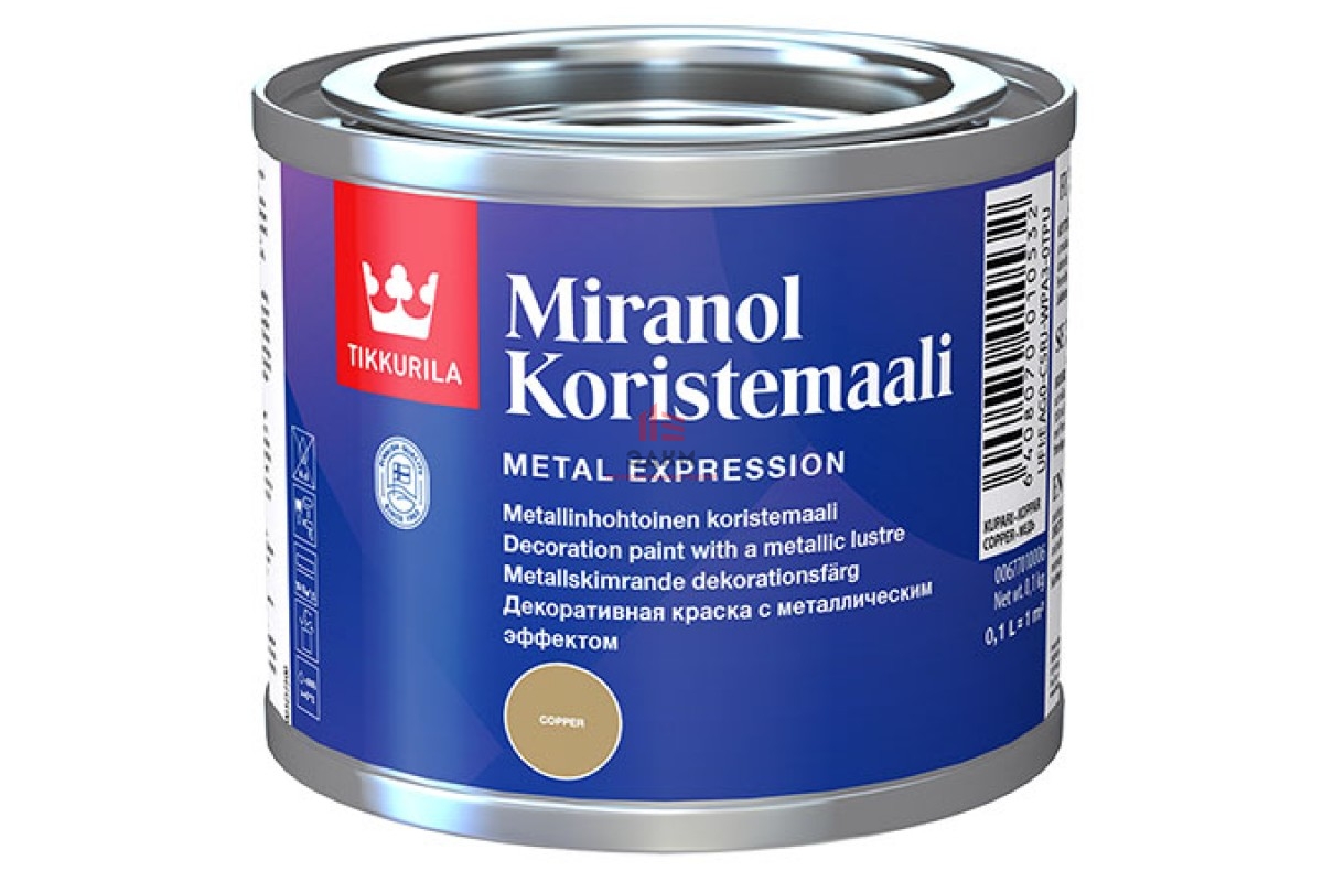 Купить Tikkurila Miranol Koristemaali / Тиккурила Миранол декоративная  краска металлик 0,1 л в Москве| ЭДКМ