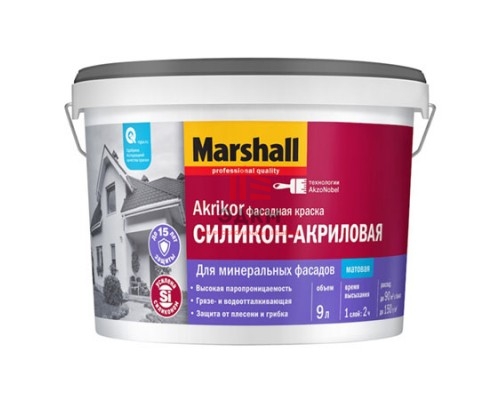 Marshall Akrikor / Маршал Акрикор краска фасадная силикон акриловая 9 л