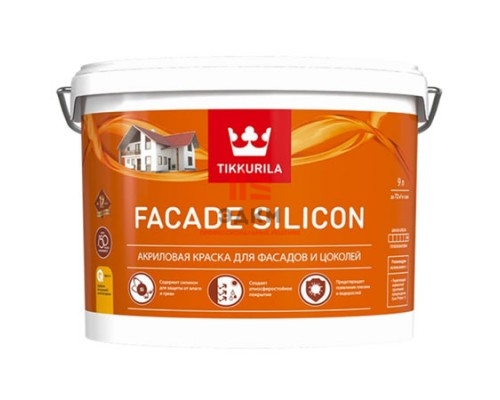 Tikkurila Facade Silicon / Тиккурила Фасад Силикон акриловая краска для фасадов и цоколей 9 л