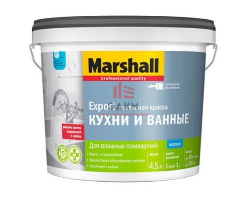 Marshall / Маршал для кухни и ванной влагостойкая краска для влажных помещений 4,5 л