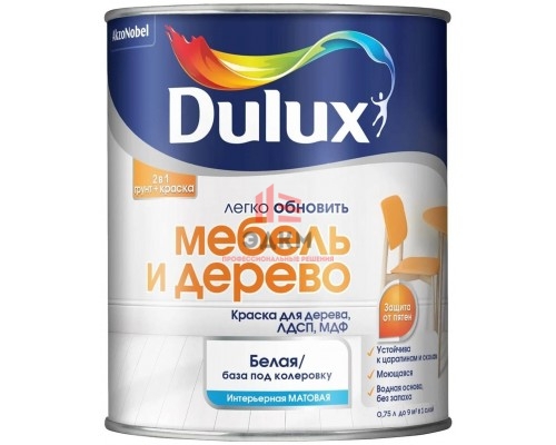 Износостойкая краска на водной основе матовая Dulux | Дюлакс Легко обновить Мебель и Дерево 0,75 л