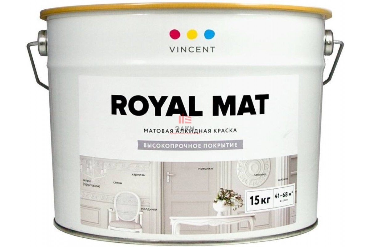 Купить Vincent Royal Mat / Винсент Роял Мат алкидная краска для внутренних  работ 15 кг в Москве| ЭДКМ