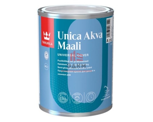 Tikkurila Unica Akva Maali / Тиккурила Уника Аква Маали акрилатная полуглянцевая краска 0,9 л