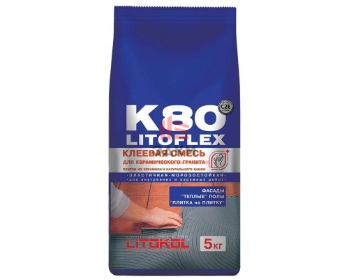 Litokol Litoflex K 80 / Литокол Литофлекс клей для плитки внутри и снаружи помещения 5 кг