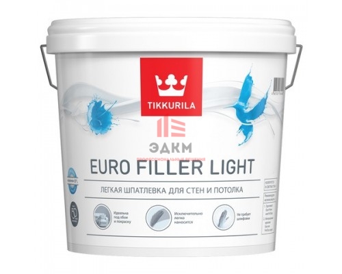 Tikkurila Euro Filler Light / Тиккурила Евро Филлер Лайт шпатлевка финишная 9 л