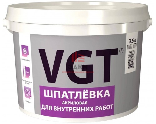 VGT / ВГТ ШПАТЛЕВКА для внутренних работ акриловая 3,6 кг