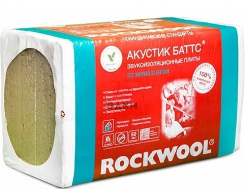 Минеральная вата ROCKWOOL Акустик Баттс (1000х600х150) 3 шт (1,8 м2, 0,27 м3) в упаковке