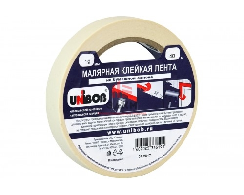 Малярная клейкая лента UNIBOB 19 мм х 40 м 214971