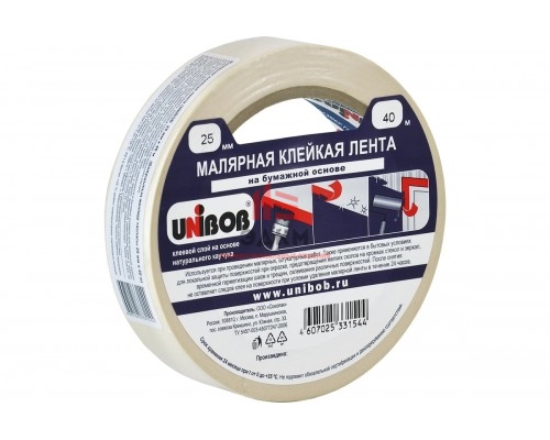 Малярная клейкая лента UNIBOB 25 мм х 40 м 214972