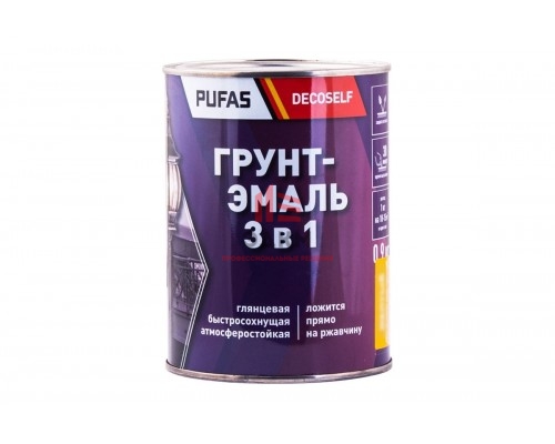 Грунт-эмаль Pufas 3 в 1 серая мат. Decoself 0,9кг тов-212142