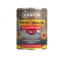 Грунт-эмаль по ржавчине 3 в 1 KRAFOR быстросохнущая, синяя, RAL 5010, 1.9 кг 271217