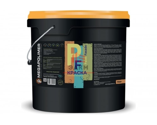 Краска MEGAPOLIMER Paint Fasade, акриловая, фасадная, 14 кг 4627136412451