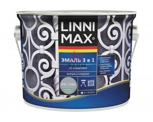 Эмаль по ржавчине LINNIMAX 3 в 1, RAL 7040, 2,5 л, ПРОМО 948105260R