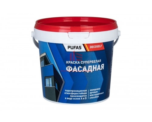 Краска фасадная ПУФАС белая Decoself основа A, мороз., 0,89 л=1,4 кг ФК тов-214559