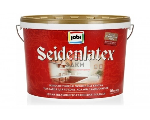 Износостойкая краска для стен и потолков JOBI SEIDENLATEX 10 л 11910