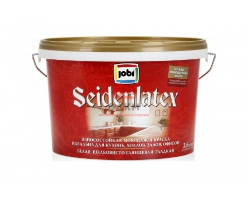 Износостойкая краска для стен и потолков JOBI SEIDENLATEX 2.5 л 11908