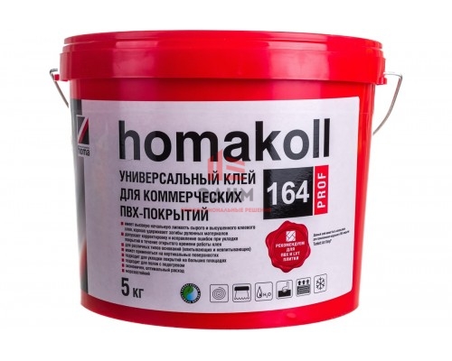 Клей Homakoll 164 Prof, для коммер. линолеума, 300-350 г/м2, 5 кг 54675