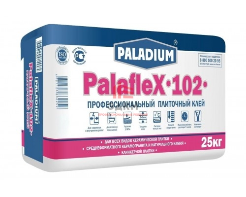 Плиточный клей PALADIUM PalafleX-102 Профессиональный класс C1T, 25 кг PL-102/25