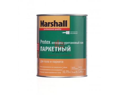 Лак алкидно-уретановый паркетный Marshall Protex бесцветный 0,8 л полуматовый