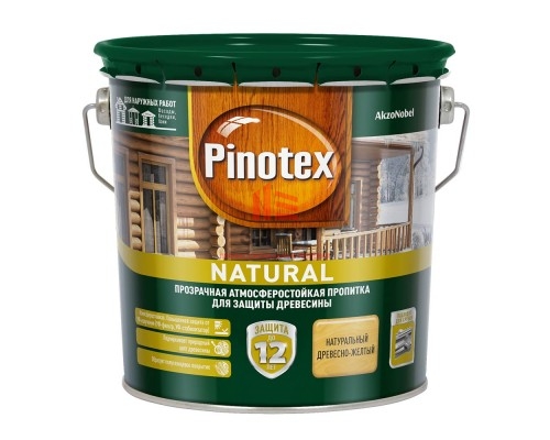 Антисептик Pinotex Natural декоративный для дерева древесно-желтый 2,7 л