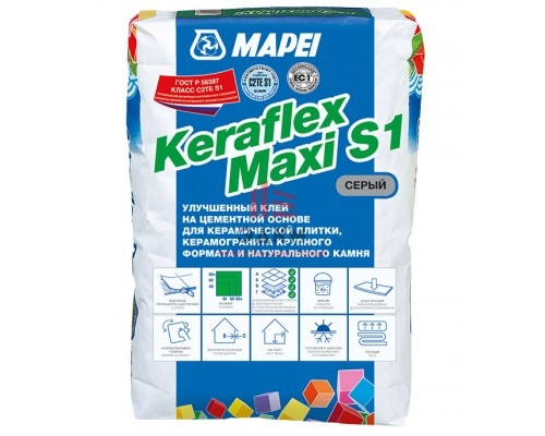 Клей для плитки и керамогранита Mapei Keraflex Maxi деформативный серый (класс С2) 25 кг