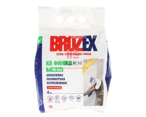 Шпаклевка полимерная BROZEX KR Финиш+ WR 650, 4 кг