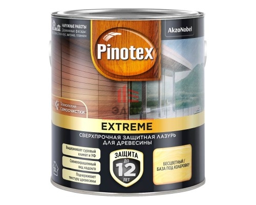 Антисептик лазурь Pinotex Extreme декоративный для дерева бесцветный основа BC 2,5 л