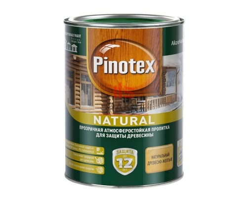 Антисептик Pinotex Natural декоративный для дерева древесно-желтый 1 л