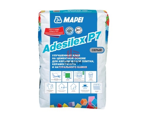 Клей для плитки, керамогранита и камня Mapei Adesilex P7 серый (класс С2Т) 25 кг