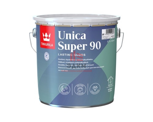 Лак алкидно-уретановый яхтный Tikkurila Unica Super 90 основа EP бесцветный 2,7 л высокоглянцевый