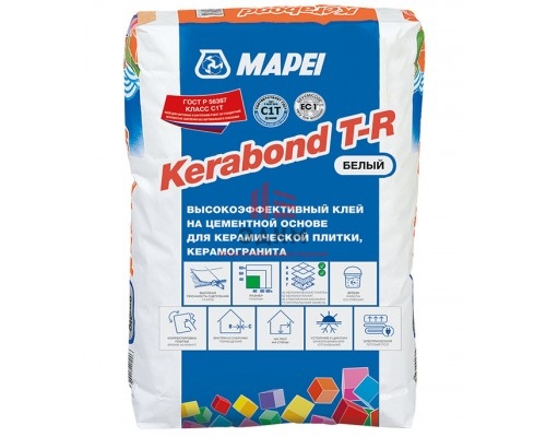 Клей для плитки, керамогранита и мозаики Mapei Kerabond T-R белый (класс С1) 25 кг