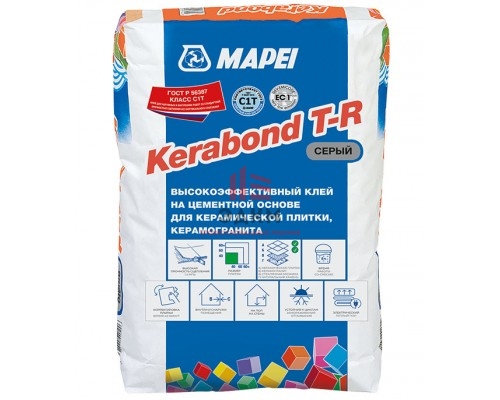 Клей для плитки, керамогранита и мозаики Mapei Kerabond T-R серый (класс С1) 25 кг