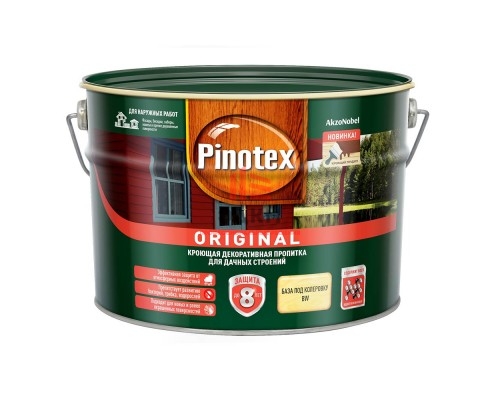 Антисептик Pinotex Original декоративный для дерева белый основа BW 9 л