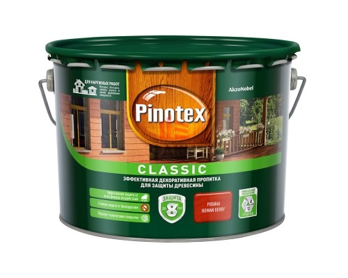 Антисептик Pinotex Classic декоративный для дерева рябина 9 л