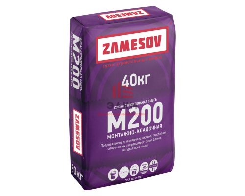 Сухая строительная смесь М 200 монтажно-кладочная ZAMESOV - 40 кг.